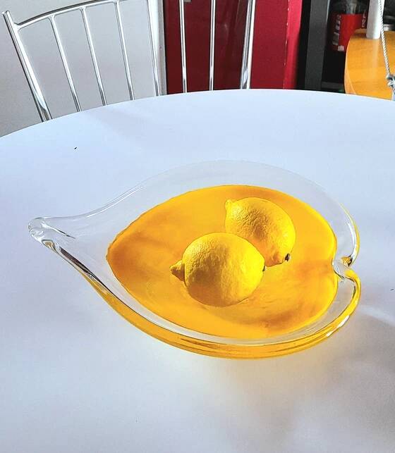 Coupe cœur en verre soufflé de Murano 1970
