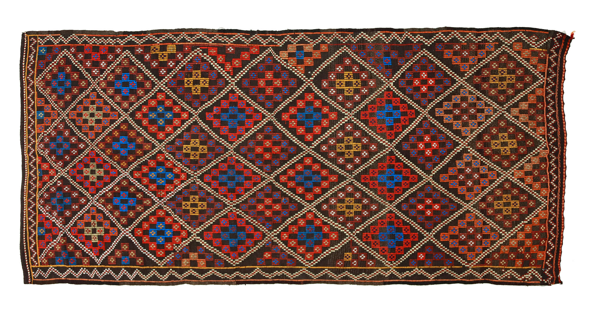 Anatolian handmade kilim rug 300 cm x 130 cm