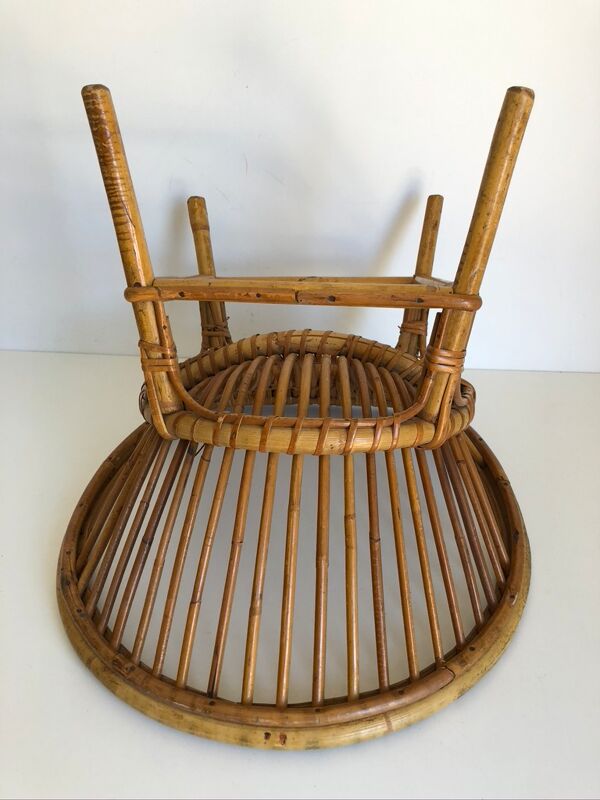 Bureau enfant en rotin avec son fauteuil