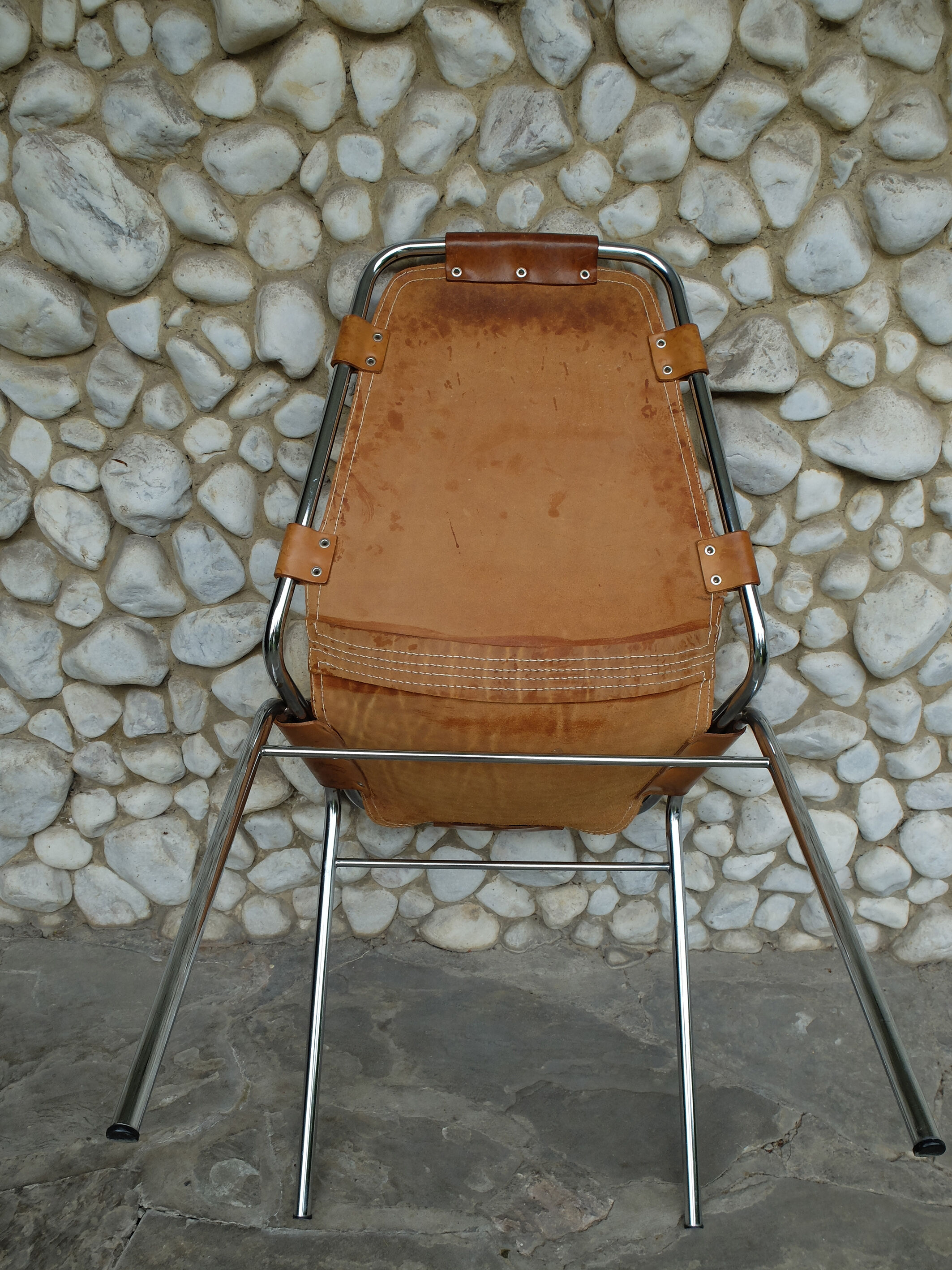 Chaise vintage Les Arcs en cuir, éditée par Dal Vera