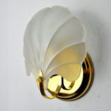 Shell wall lamp, opaque glass, italy, 1980