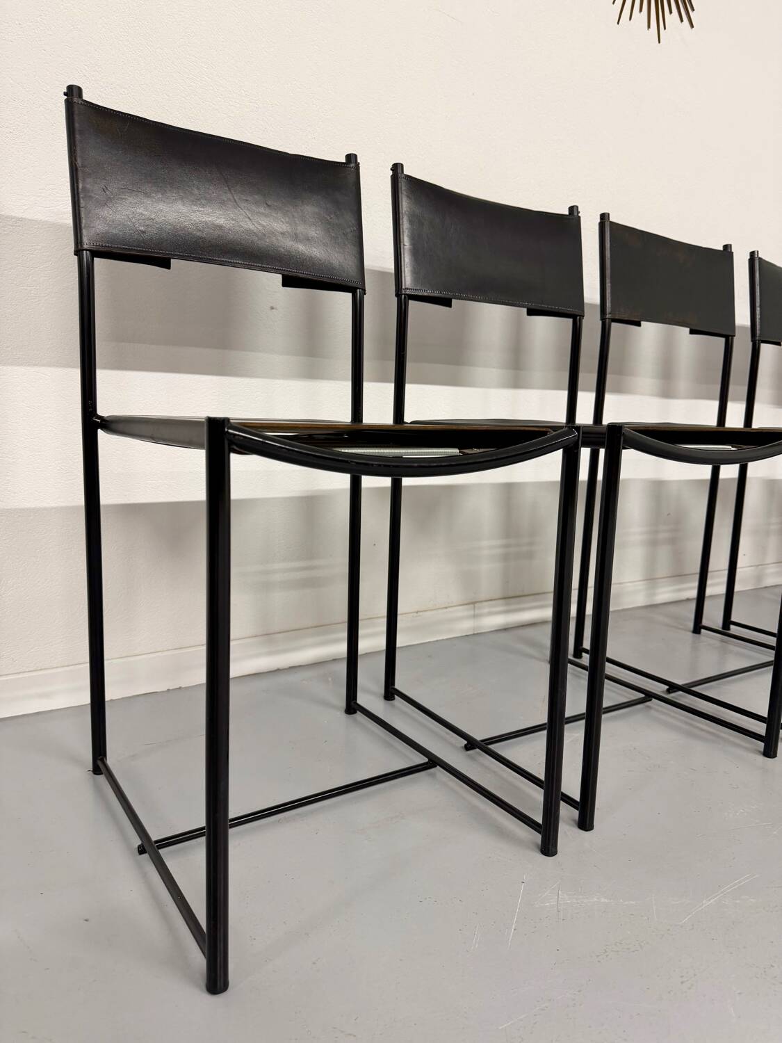 6 chaises en cuir « 101 » design italien Belotti Alias 1980 vintage