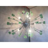 Lustre cubes verts murano verre ovale spoutnik