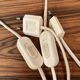 Paire de grandes lampes pin et osier "design scandinave".