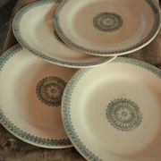 Set of 4 plates flat Creil and Montereau land of railway 1884-1920