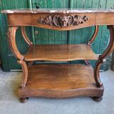 Carved walnut console marble top of the nineteenth century