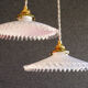 Set of 2 opaline suspensions delivered with new cable, socket and support in new brass