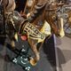 Carousel horse / decorative wooden horse, carved and varnished.