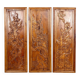 3 carved wooden panels, floral and animal decorations, Indochina