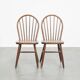 Set of 2 Vintage Wooden Spindle Windsor Chairs from the 1970s