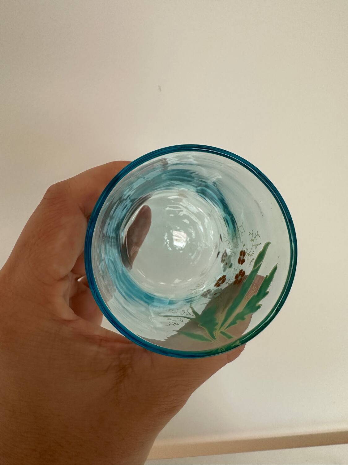 8 verres à eau bleu émaillé, Legras 1920