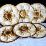 Oyster service, platter and 6 Longchamp oyster plates.