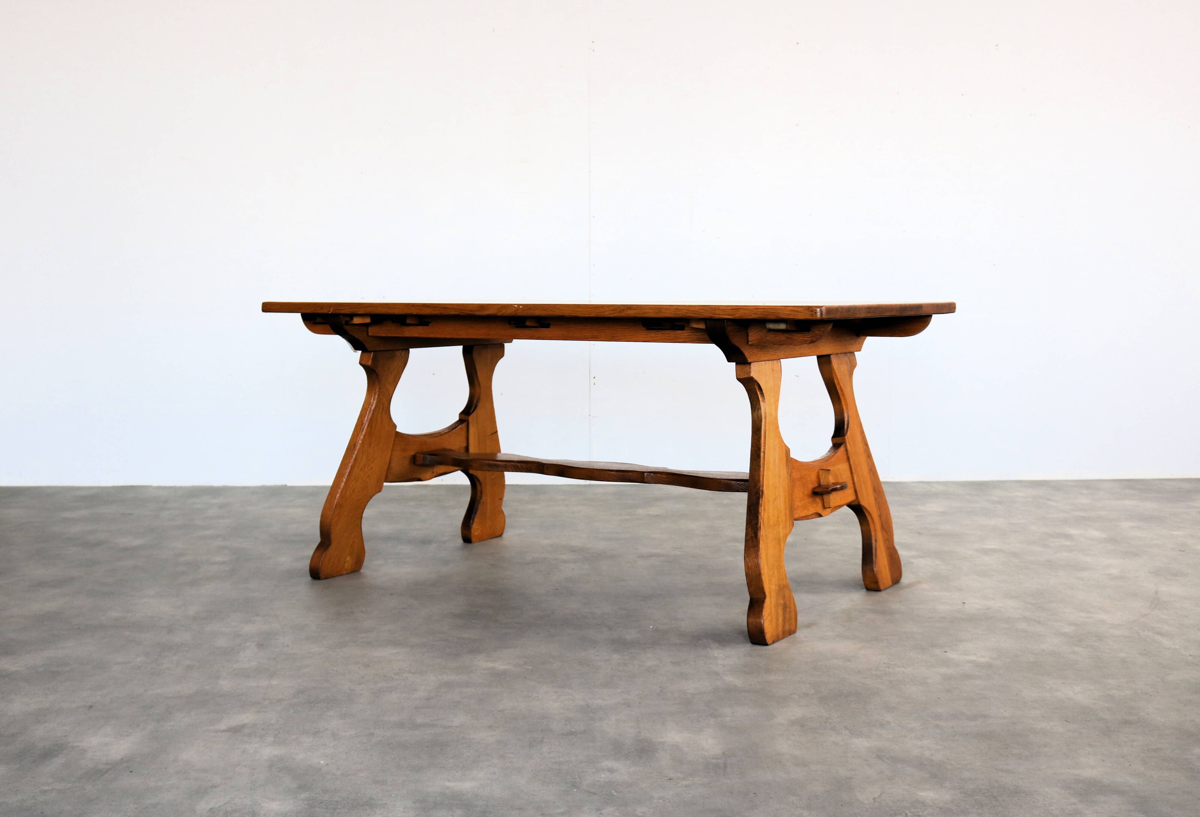 Brutalist dining table | vintage table | 50s | oak