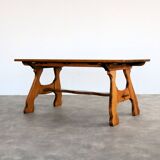 Table à manger brutaliste | table vintage | années 50 | chêne