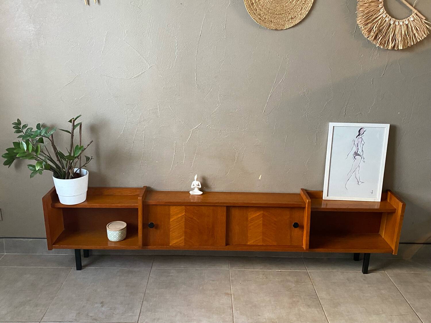 Vintage wooden sideboard from the 60s (shallow)