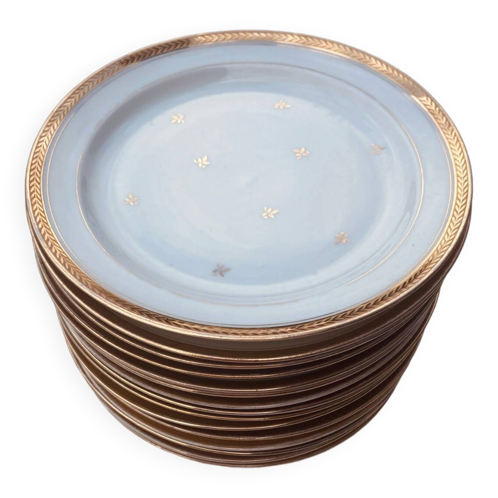 Set of golden Limoges plates