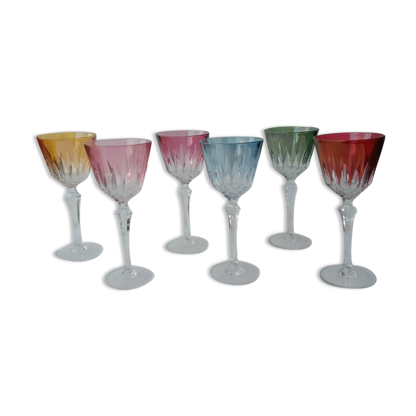 Colored crystal foot glasses