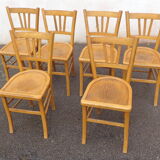 6 varnished bistro chairs