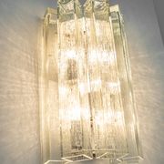 Large pair of wall sconces in brass and Murano glass by Doria, Germany, 1960s.
