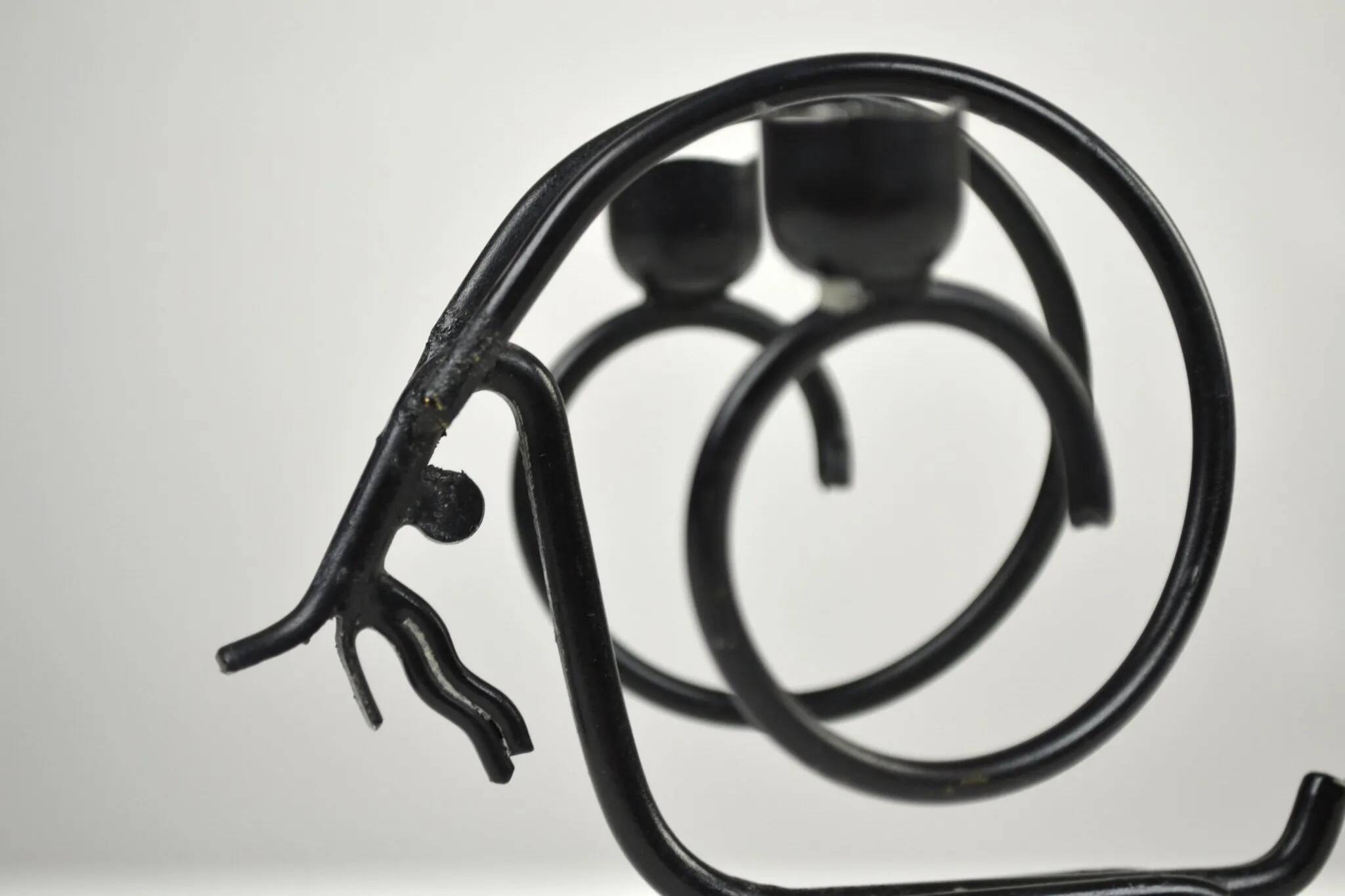 Pair of Black Metal Goat Candleholders — Gunnar Ander for Ystad-Metall, Sweden, 1960s