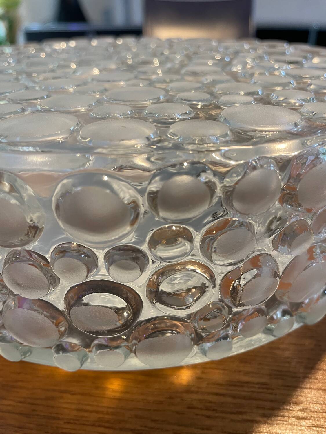 Vintage pressed glass ceiling light from the 1970s
