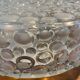 Vintage pressed glass ceiling light from the 1970s