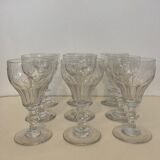 Set 9 crystal wine glasses engraved Saint Pourçain