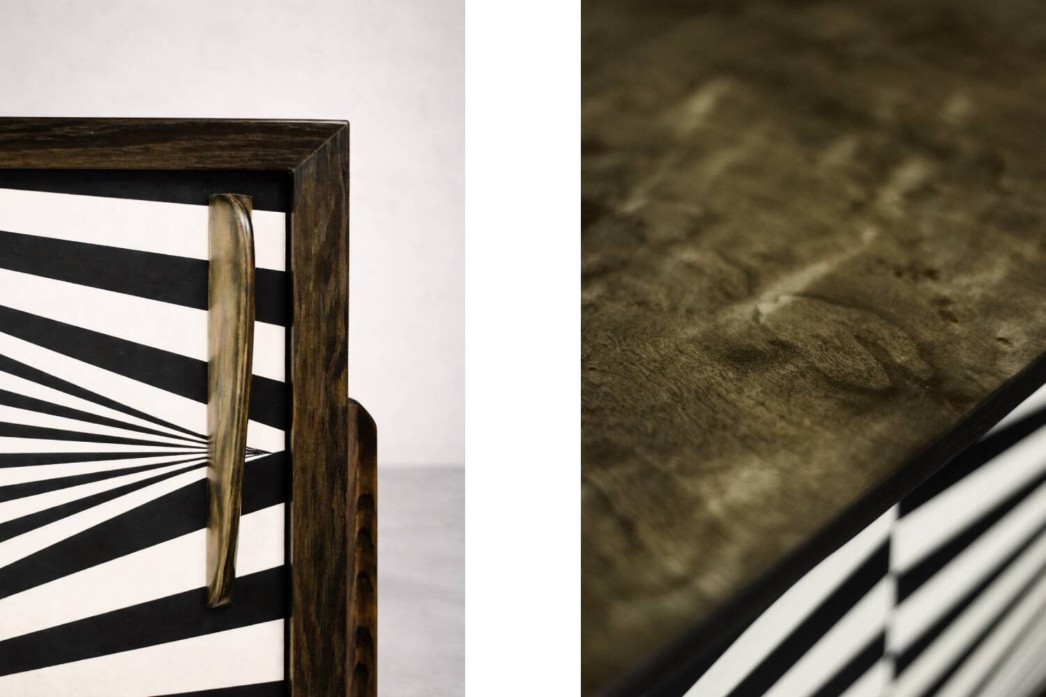 Scandinavian sideboard in birch with hand-painted op-art pattern, 1960s