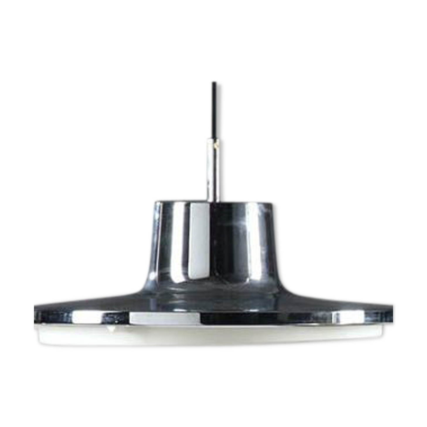 Brushed alloy and white plastic hanging lamp