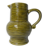 Sarreguemines earthenware pitcher, slip-glazed