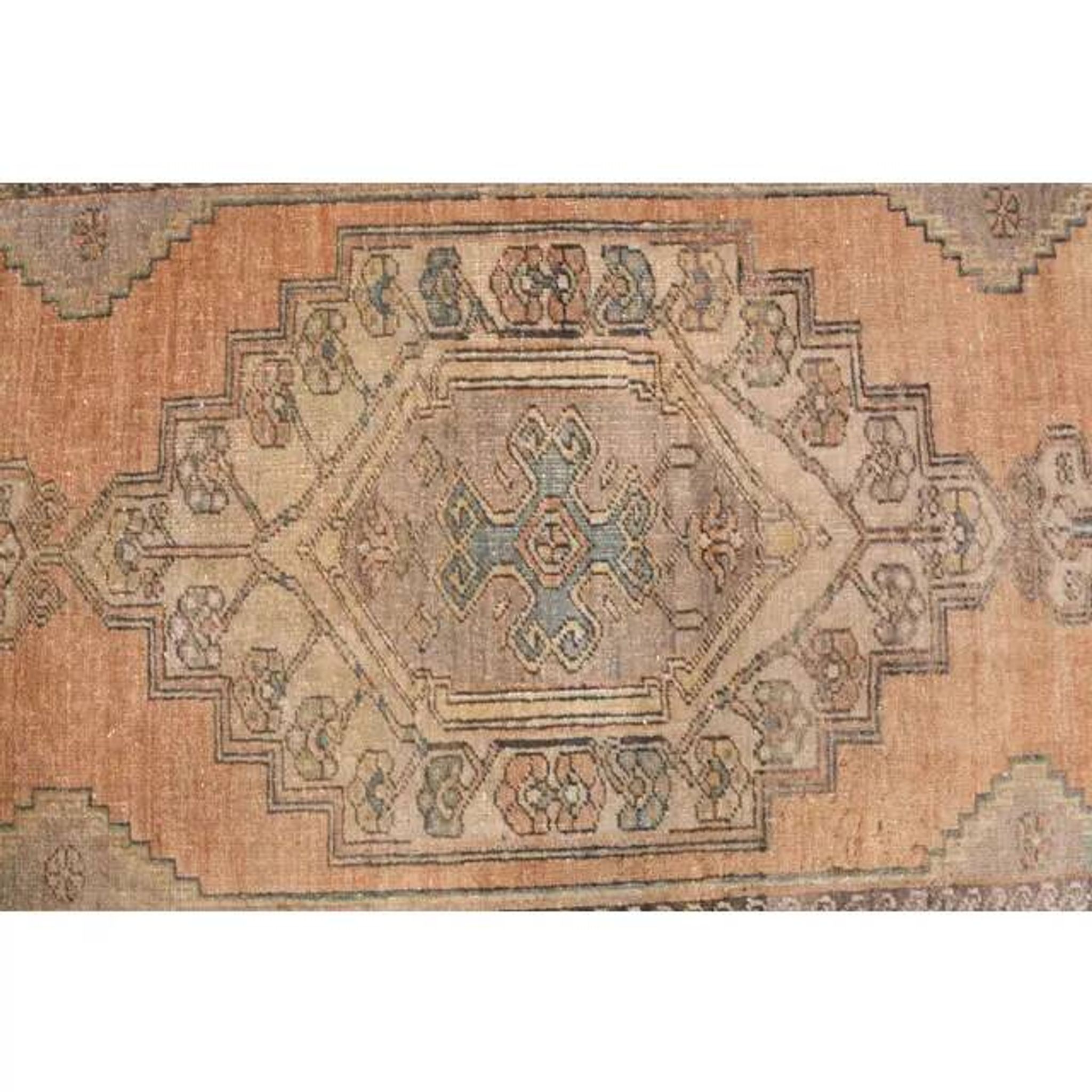 Vintage Turkish Oushak Handmade Wool Cotton Orange Area Rug 124x251
