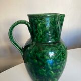 Vaullauris green varnished earth vase pitcher 1960