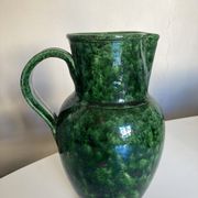 Glazed earthenware pitcher vase in green, Vaullauris, 1960.