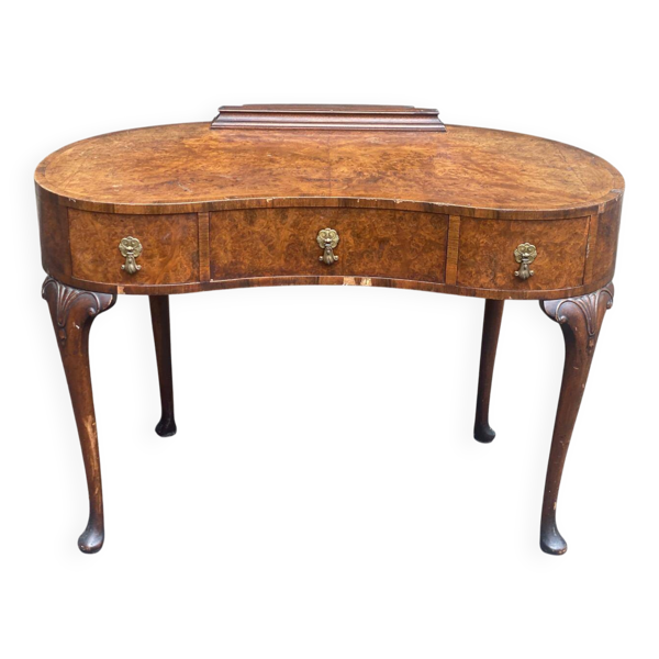 Console bureau de dame haricot en ronce de noyer début 20ème
