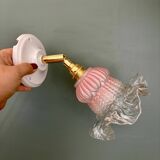 Vintage pink and clear glass tulip wall light.