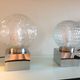 Pair of globe bedside lamps in glass and chrome/vintage metal 70-80