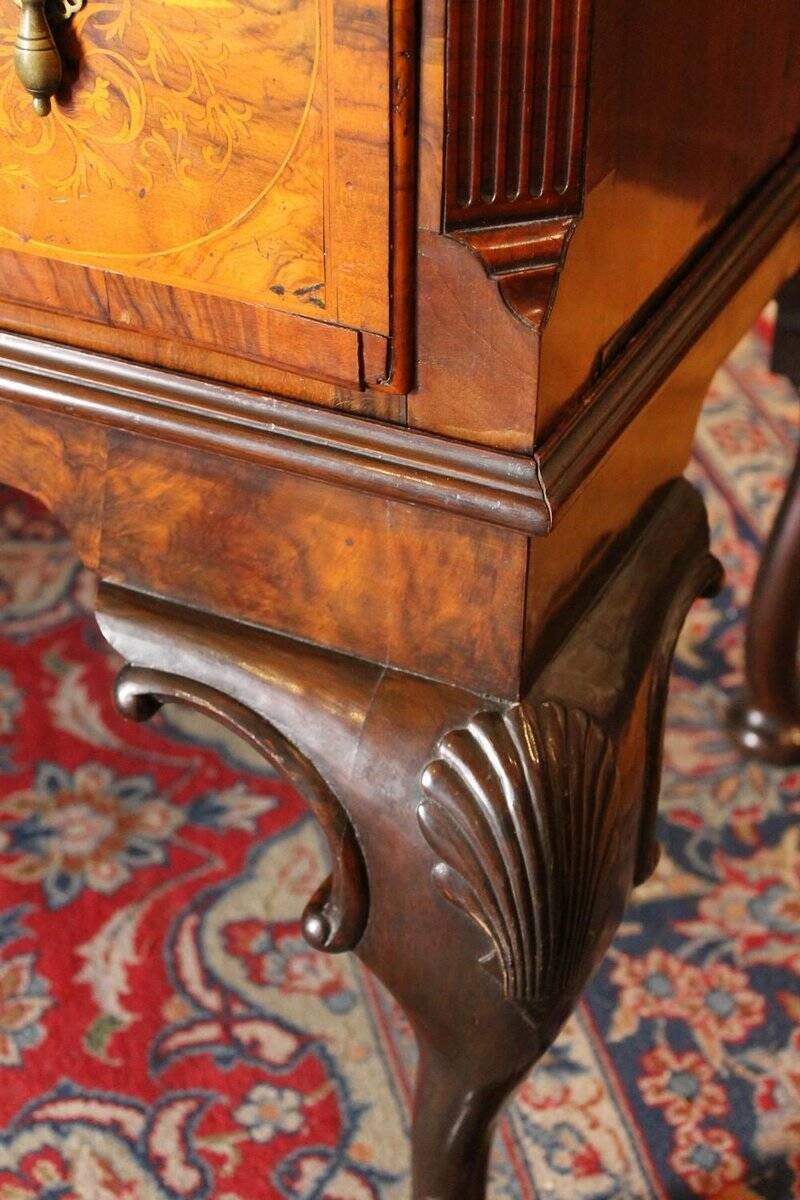 George II Burl Walnut and Marquetry Hightboard, 1890s