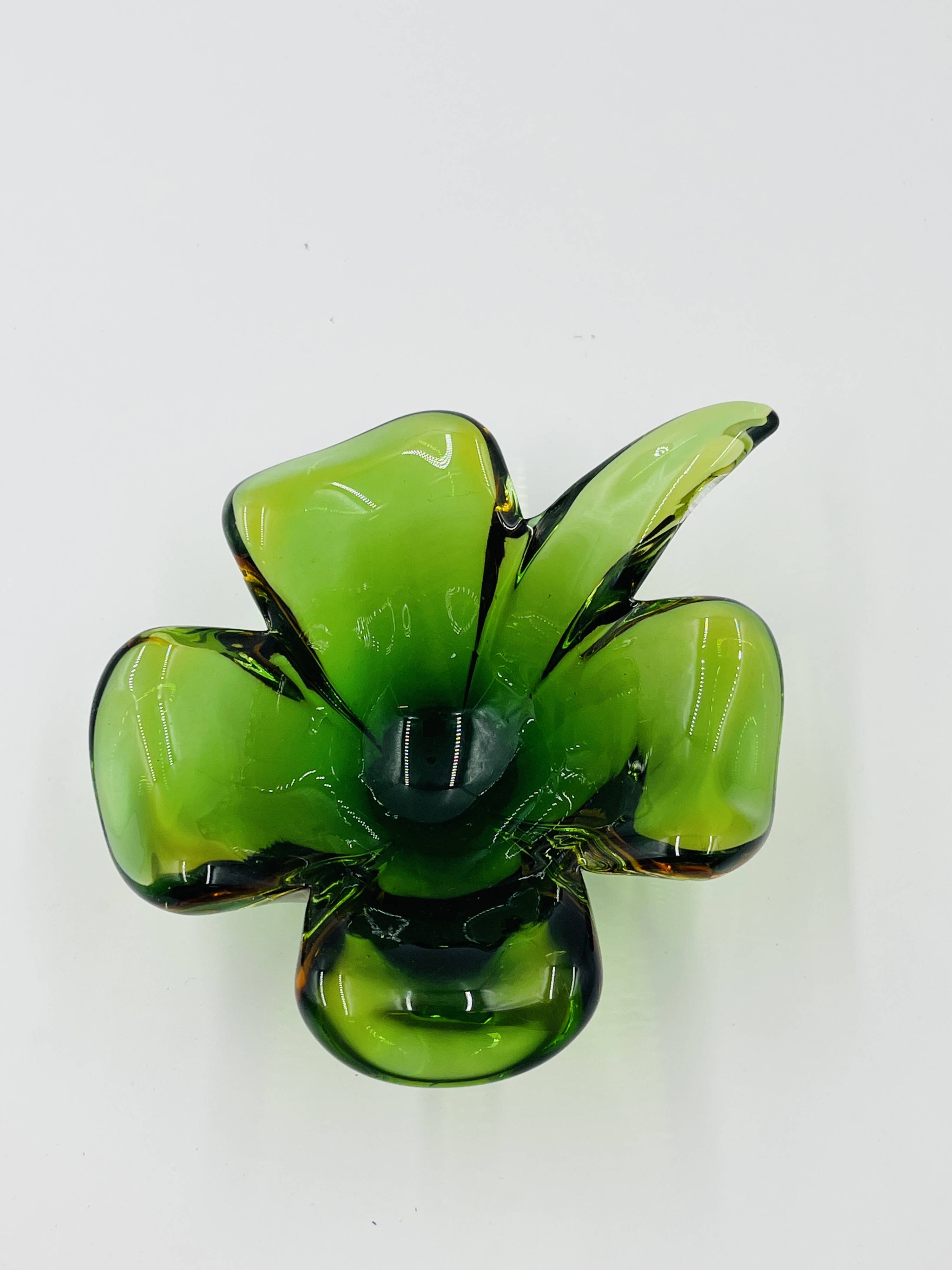 Biomorphic glass bowl from Murano attributed to Flavio Poli.