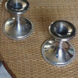 Pair of chrome metal candlesticks