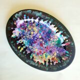 Oval dish in enamelled ceramic signed Morvan