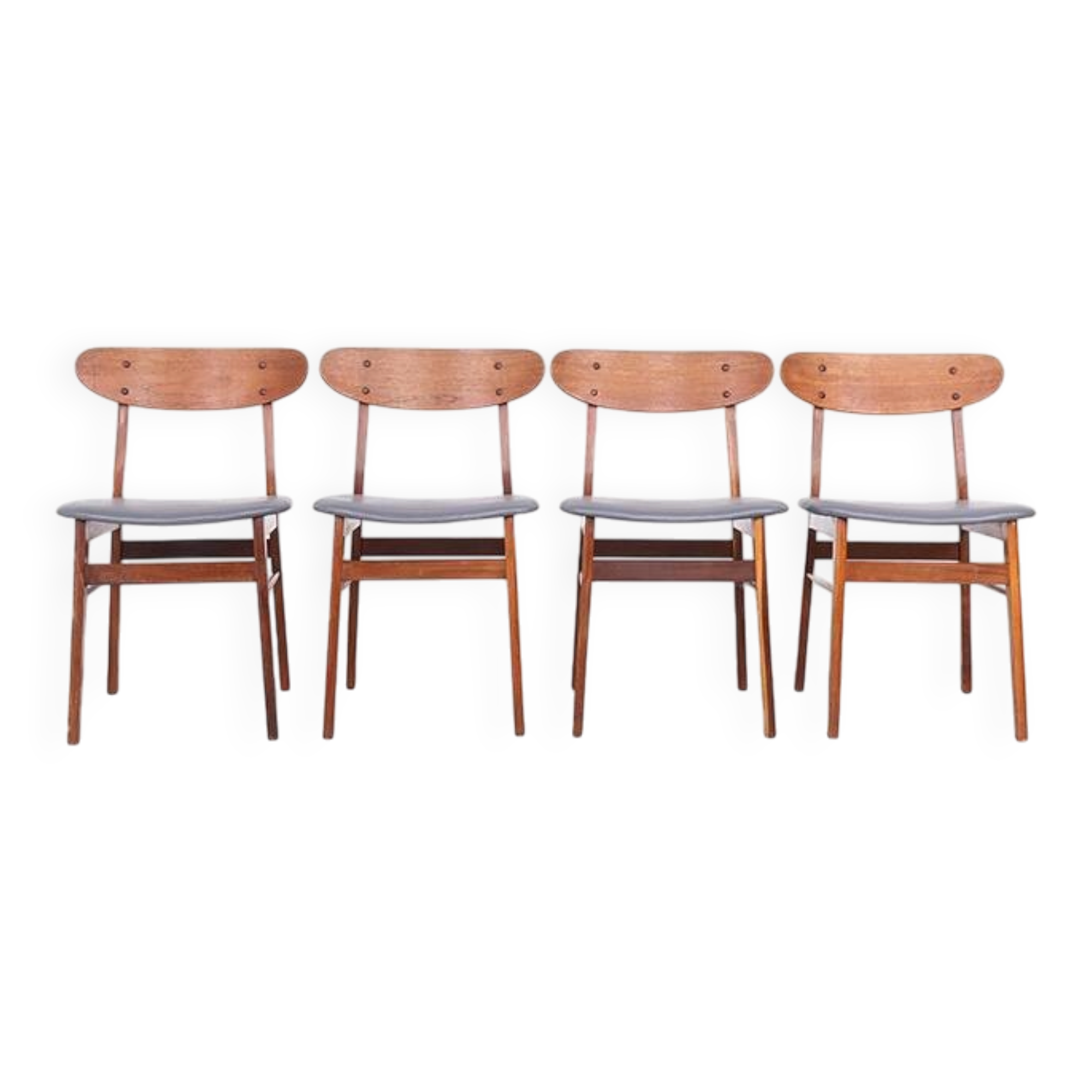 Farstrup teak wooden chairs with new skai, 1960s