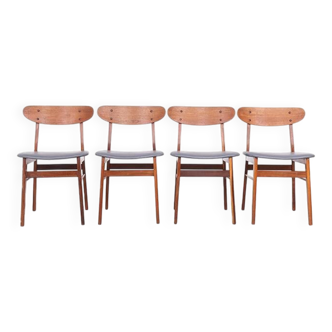 Farstrup teak wooden chairs with new skai, 1960s