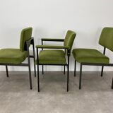 3 chairs 50s metal and green velvet ideal vintage style desk