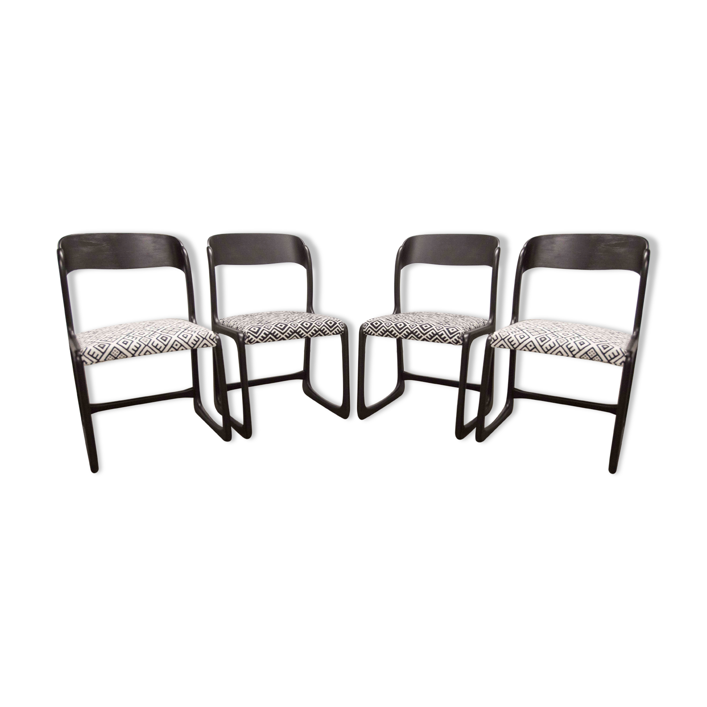 Lot of 4 Baumann chairs flat sled restored