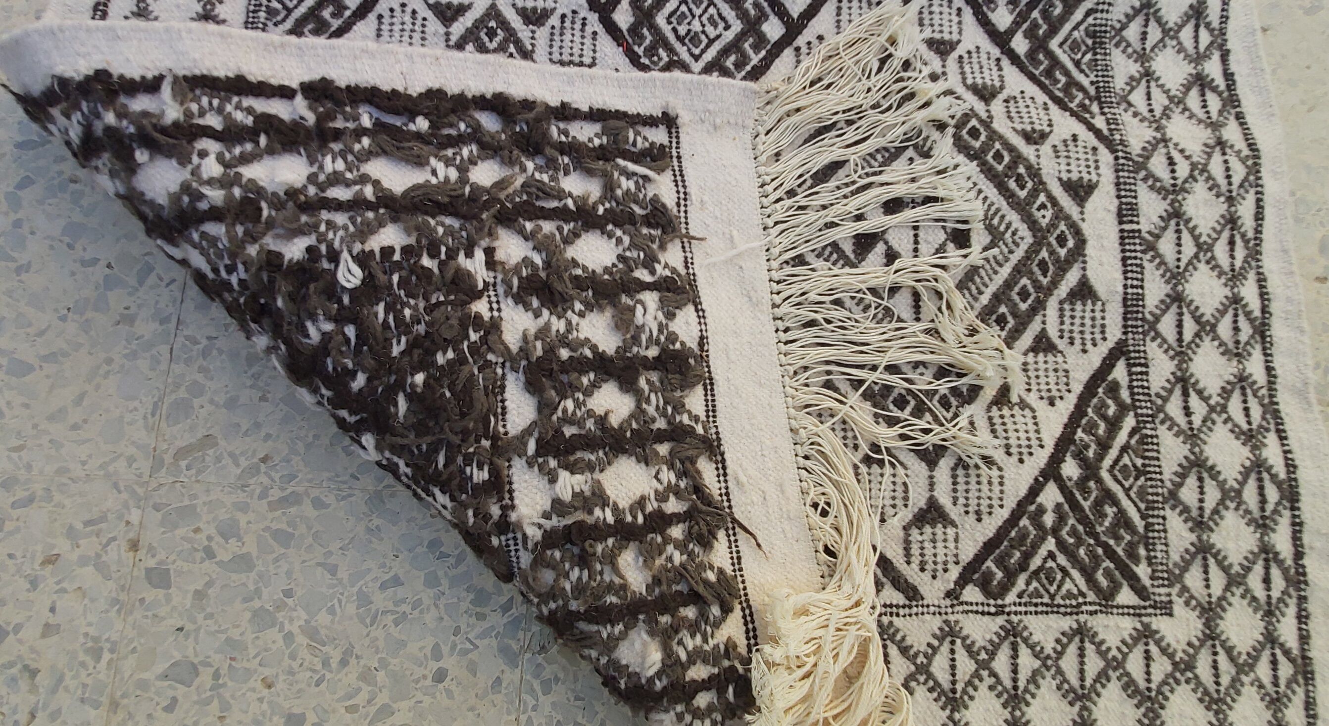 Carpet kilim white and grey corridor 308-95cm