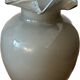 Vase Vintage années 50 en Opaline Grise - Collerette Bleue - H 18,5 cm