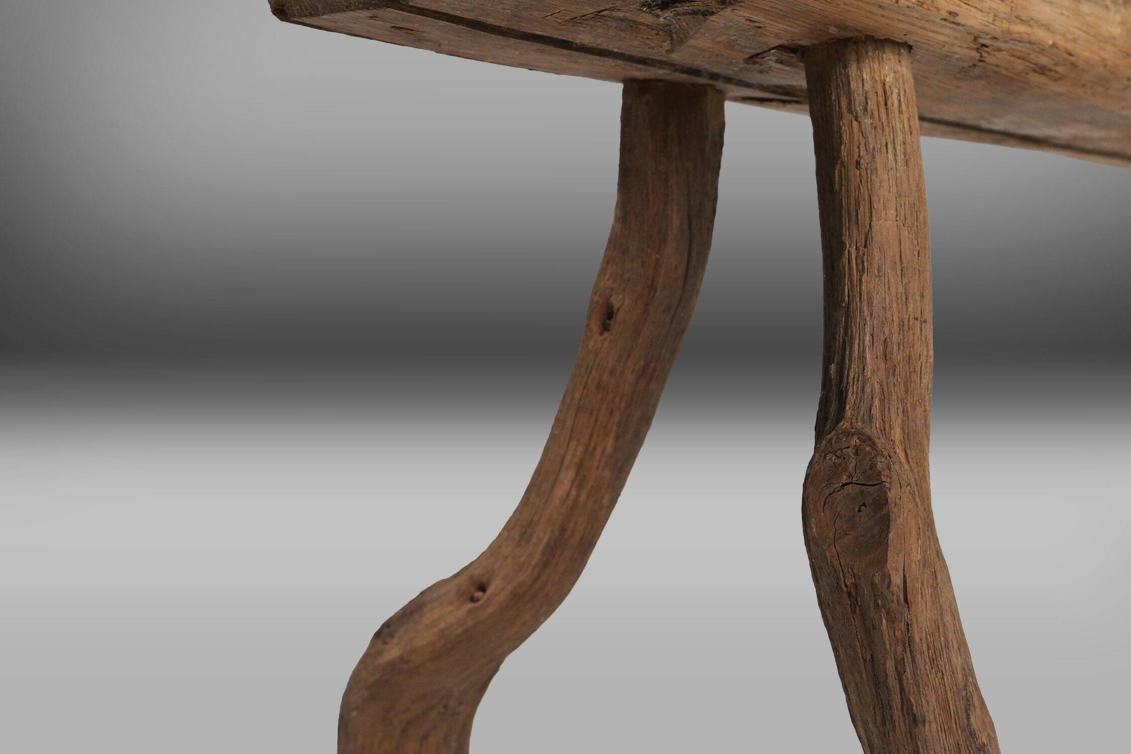 Rustic Tree Trunk Bench, France 1850s