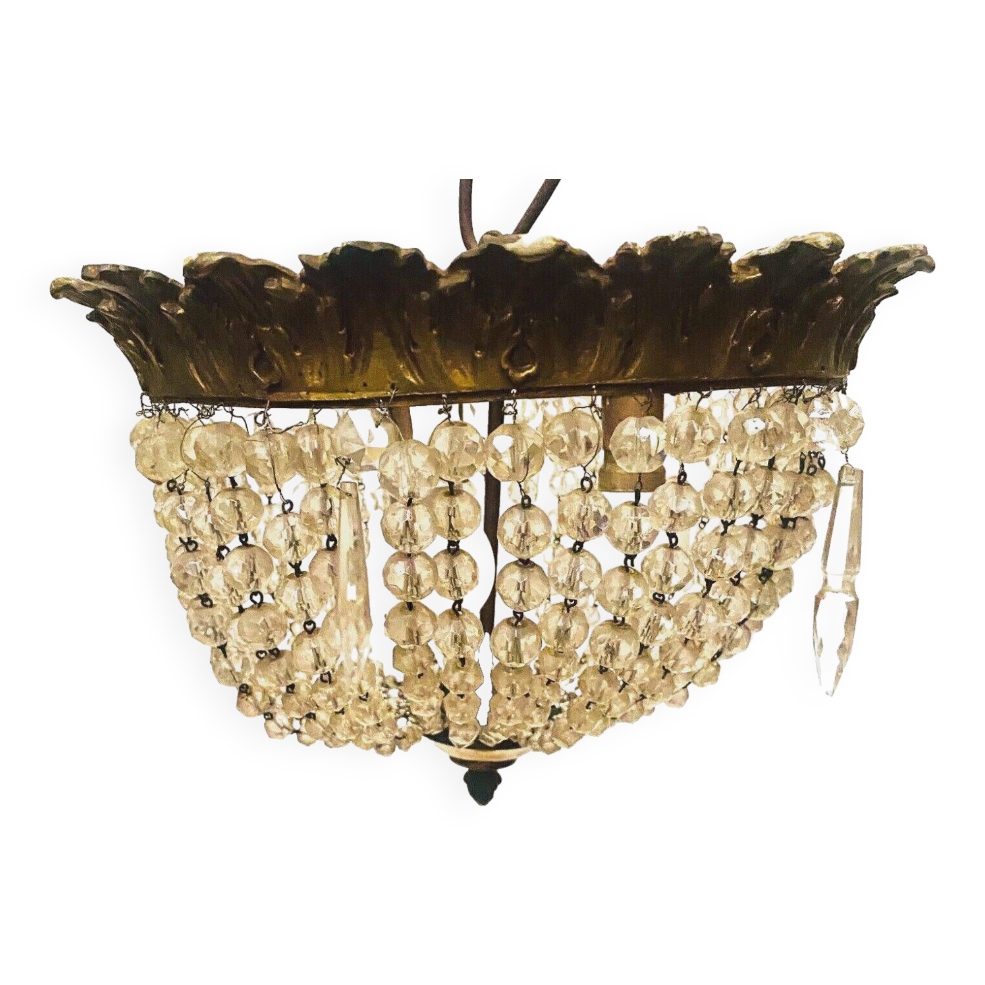 Lustre plafonnier de style Louis XV en bronze XX siècle