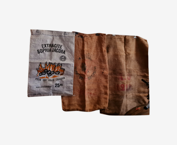 Lot de 3 sacs toile de jute et autre
