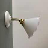 Vintage wall lamp with white opaline glass shade